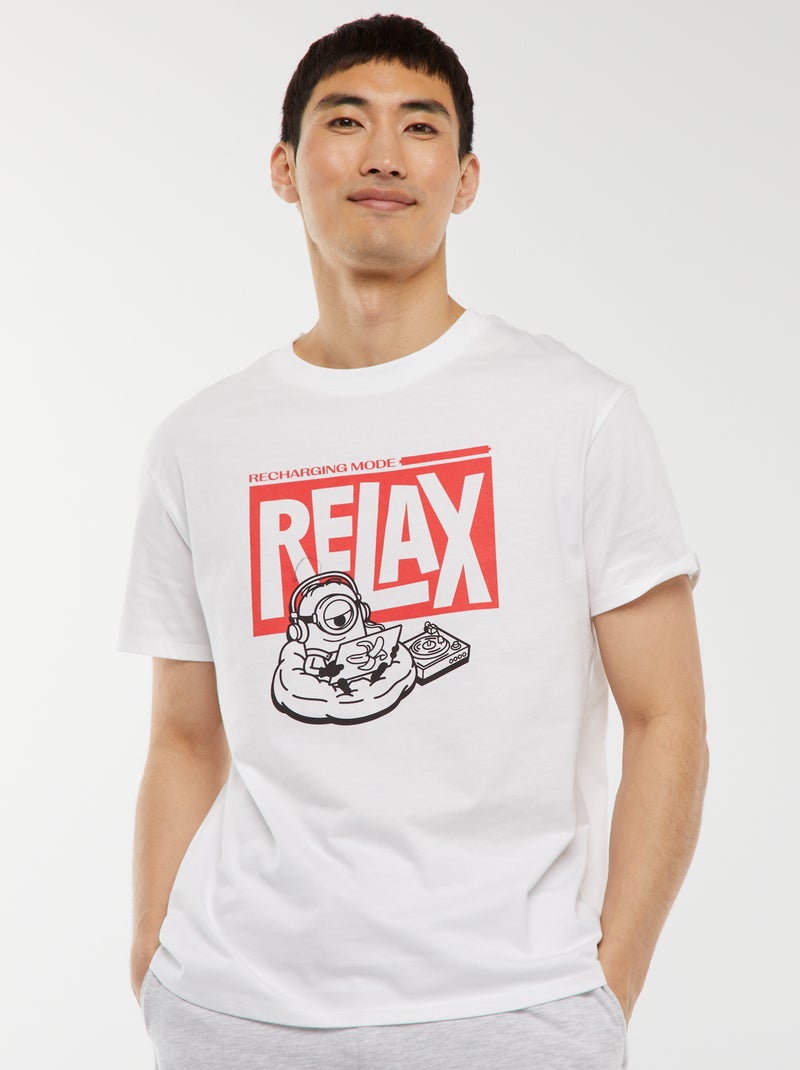 Conjunto de pijama curto com calções + t-shirt 'Mínimos' -  2 peças BRANCO - Kiabi