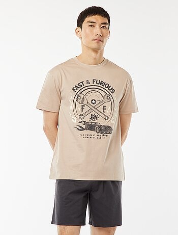Conjunto de pijama curto com calções + t-shirt 'Velocidade Furiosa' - 2 peças