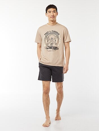 Conjunto de pijama curto com calções + t-shirt 'Velocidade Furiosa' - 2 peças