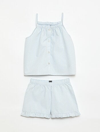Conjunto de pijama curto com padrão Vichy - 2 peças
