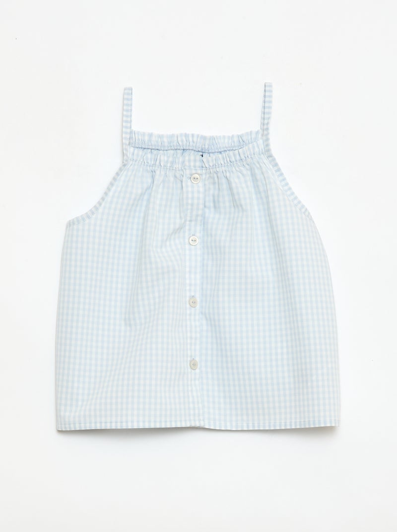 Conjunto de pijama curto com padrão Vichy - 2 peças Branco - Kiabi