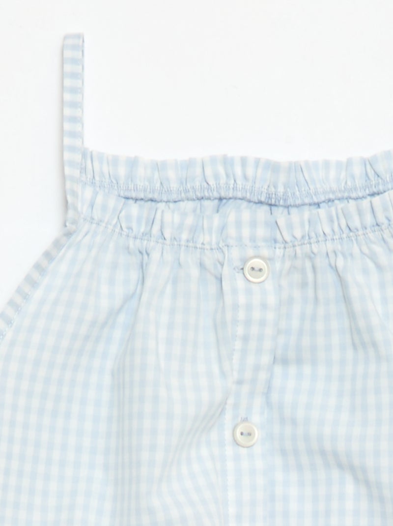 Conjunto de pijama curto com padrão Vichy - 2 peças Branco - Kiabi