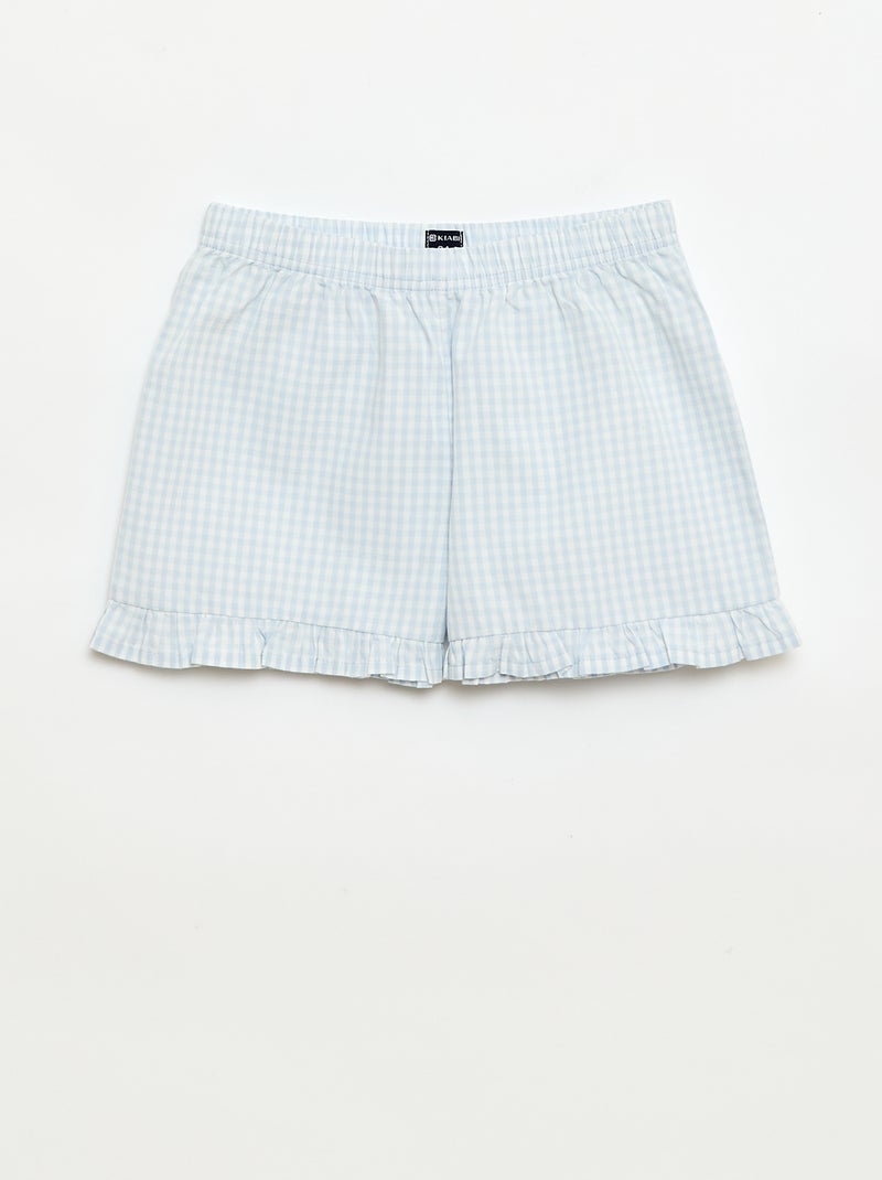 Conjunto de pijama curto com padrão Vichy - 2 peças Branco - Kiabi