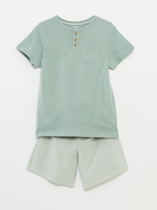 Conjunto de pijama curto de algodão - 2 peças