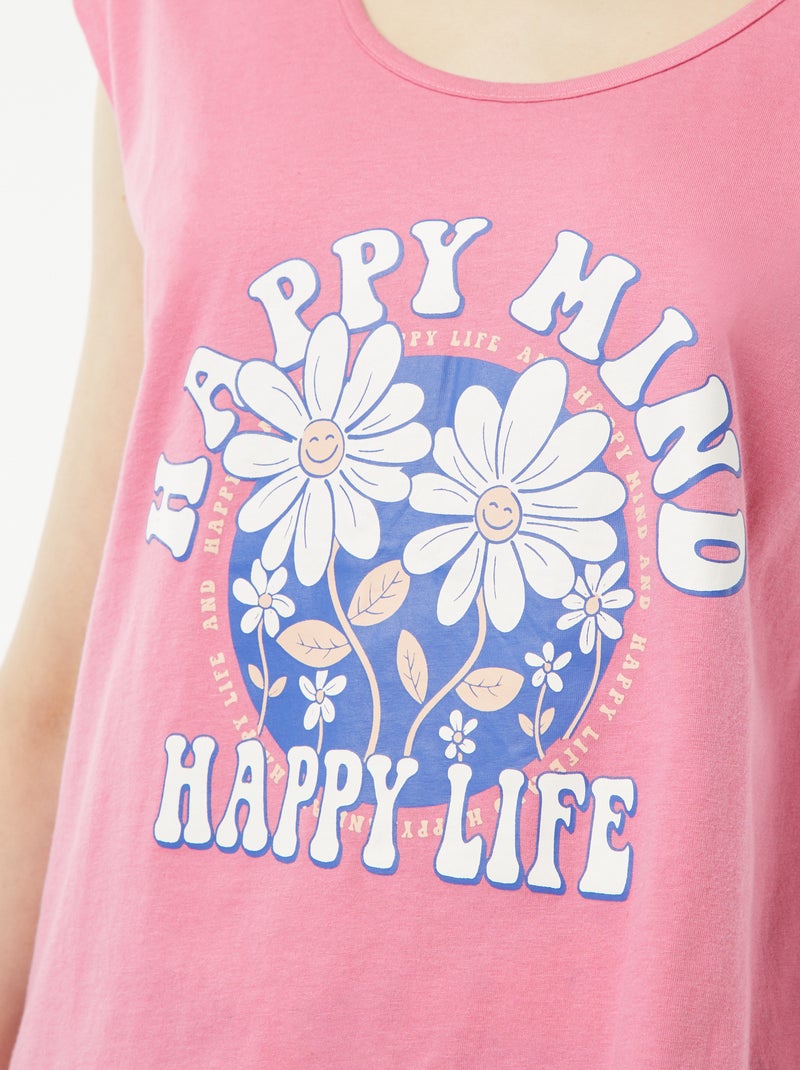 Conjunto de pijama curto em malha pointelle calções + t-shirt - 2 peças ROSA - Kiabi