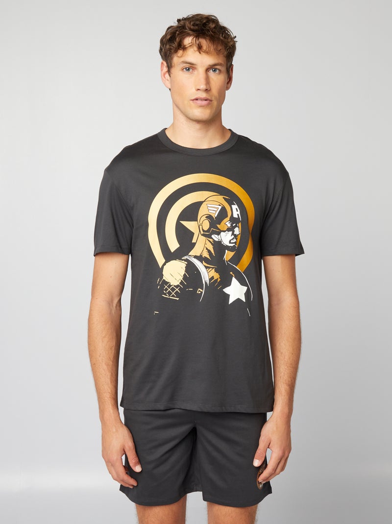 Conjunto de pijama curto 'Marvel' 'Capitão América'  - 2 peças PRETO - Kiabi