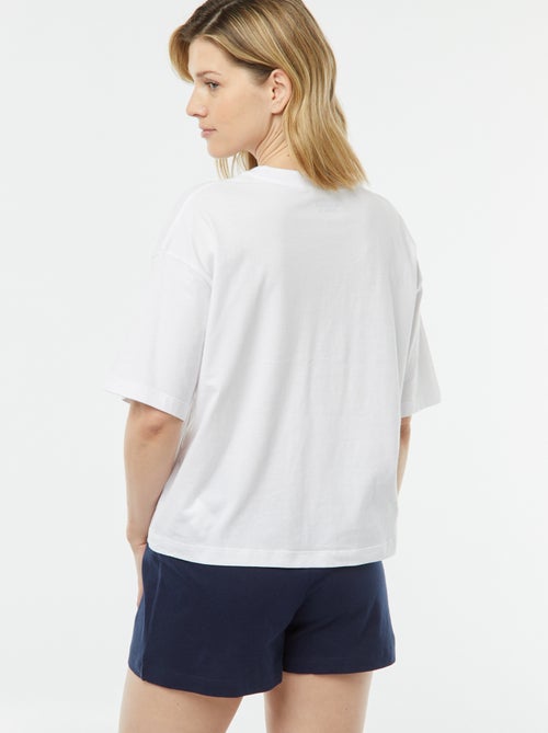 Conjunto de pijama curto 'Monsieur Madame' - 2 peças - Kiabi Conjunto de pijama curto 'Monsieur Madame' - 2 peças - Kiabi