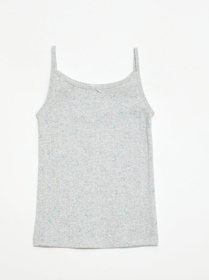 Conjunto de pijama curto regata + calções com padrão - 2 peças Cinza - Kiabi