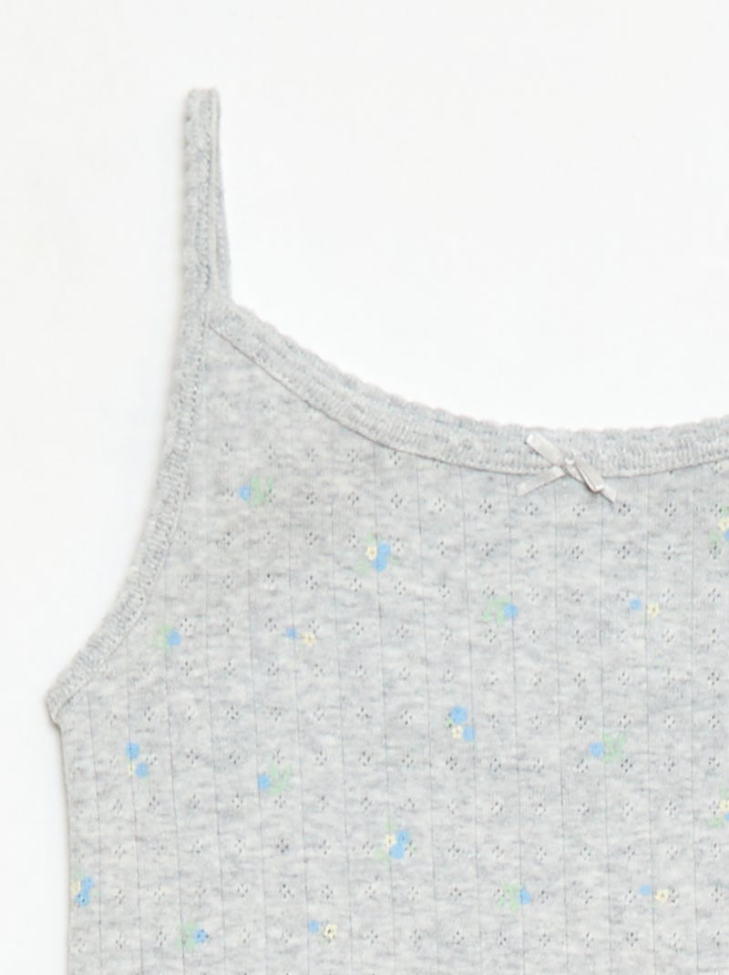 Conjunto de pijama curto regata + calções com padrão - 2 peças Cinza - Kiabi