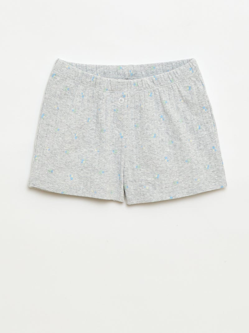 Conjunto de pijama curto regata + calções com padrão - 2 peças Cinza - Kiabi