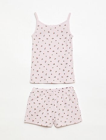 Conjunto de pijama curto regata + calções com padrão - 2 peças