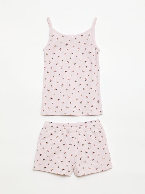 Conjunto de pijama curto regata + calções com padrão - 2 peças - Kiabi