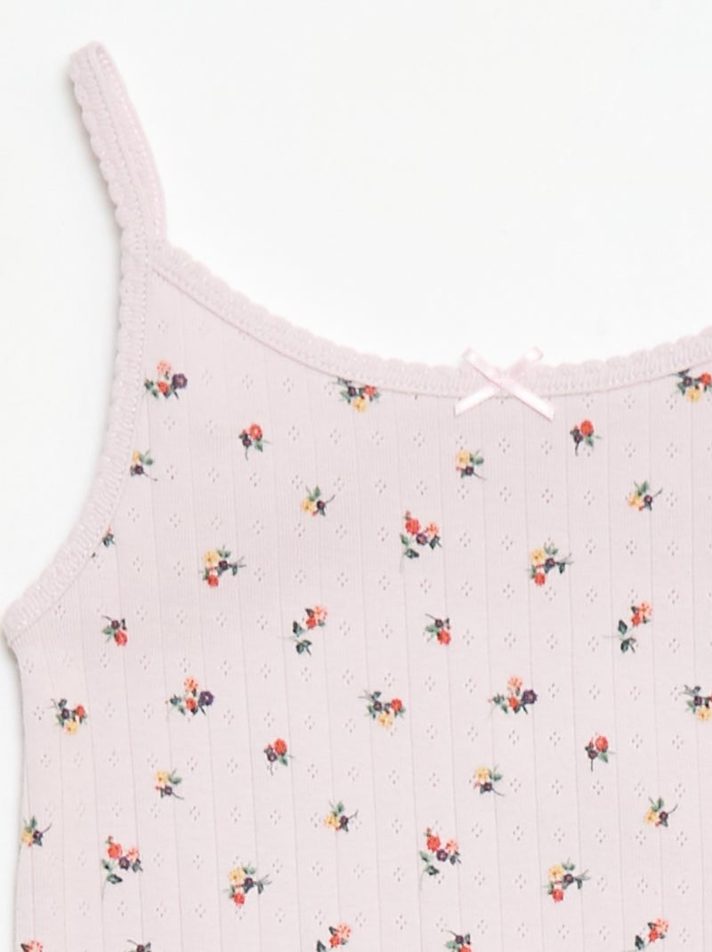 Conjunto de pijama curto regata + calções com padrão - 2 peças Violeta - Kiabi
