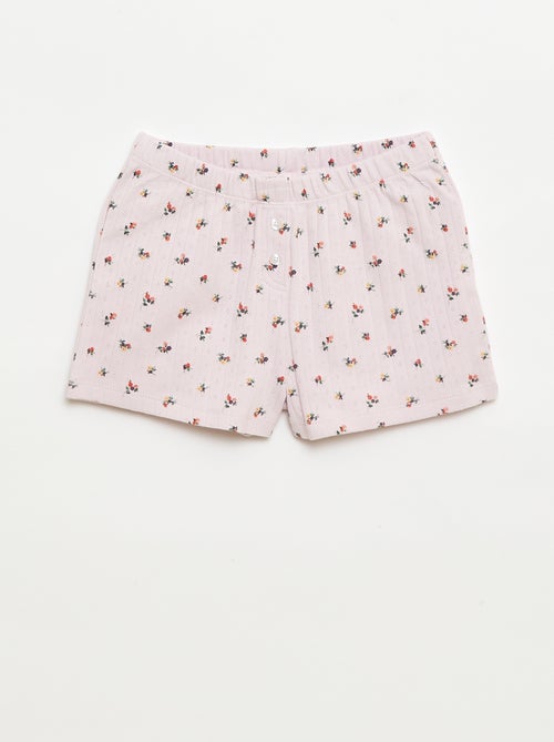 Conjunto de pijama curto regata + calções com padrão - 2 peças - Kiabi