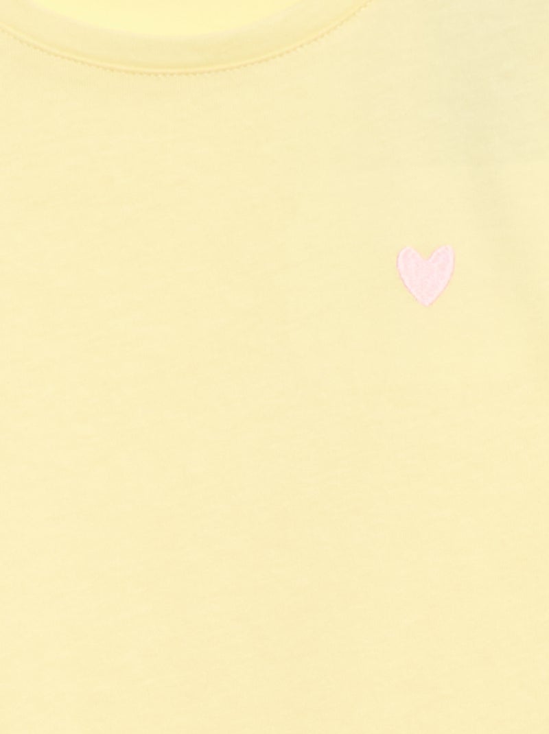 Conjunto de pijama curto t-shirt + calções - 2 peças Amarelo - Kiabi