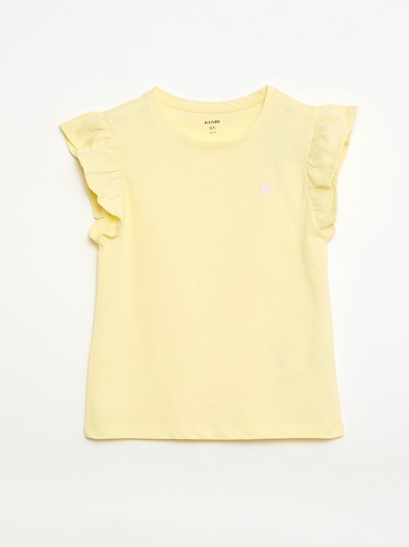 Conjunto de pijama curto t-shirt + calções - 2 peças Amarelo - Kiabi