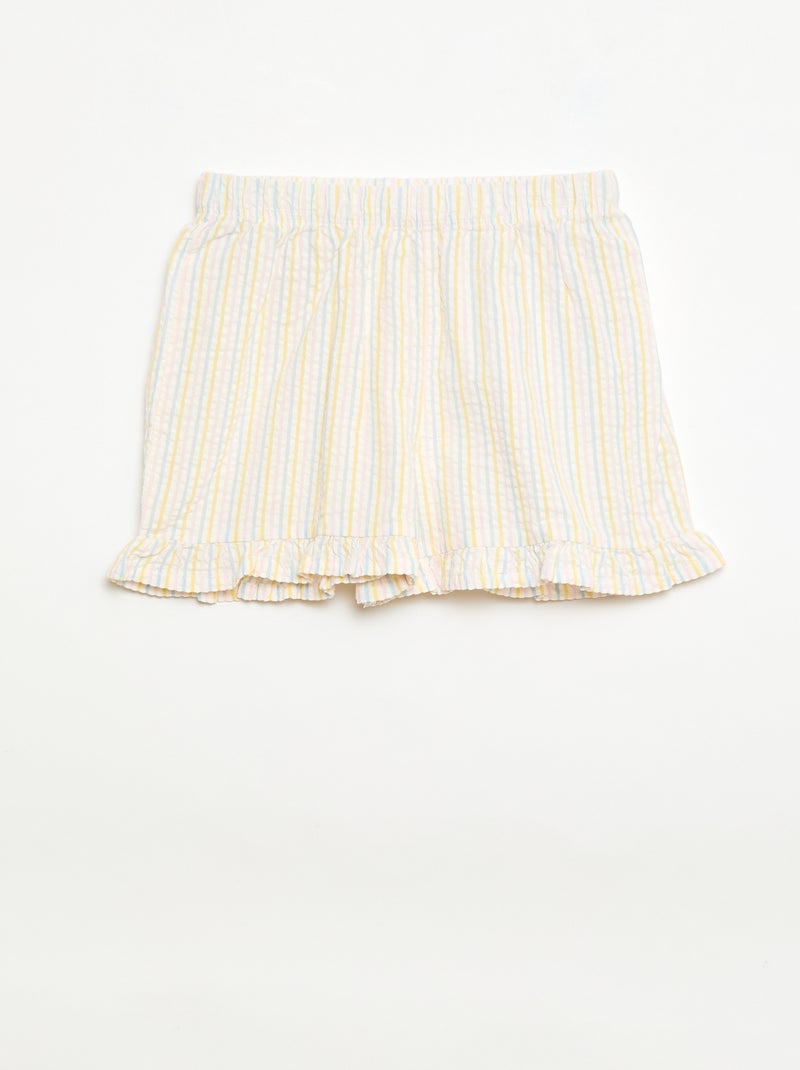 Conjunto de pijama curto t-shirt + calções - 2 peças Amarelo - Kiabi