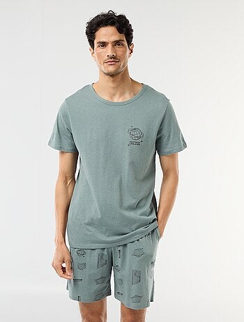 Conjunto de pijama curto t-shirt + calções - 2 peças