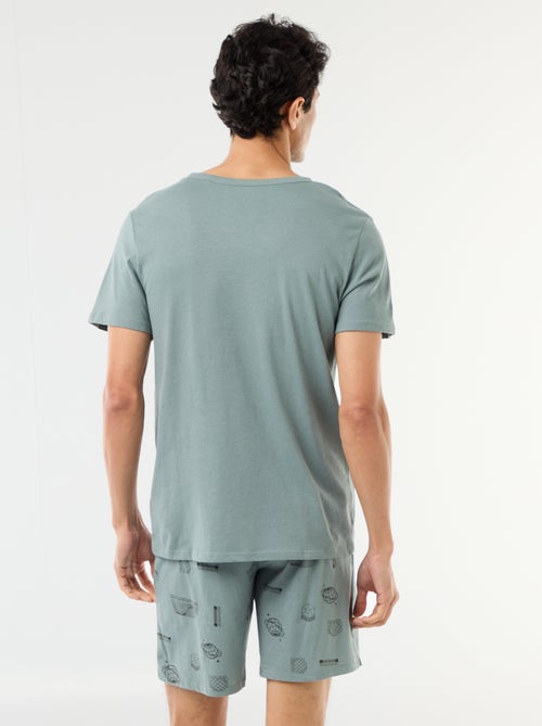 Conjunto de pijama curto t-shirt + calções - 2 peças - Kiabi