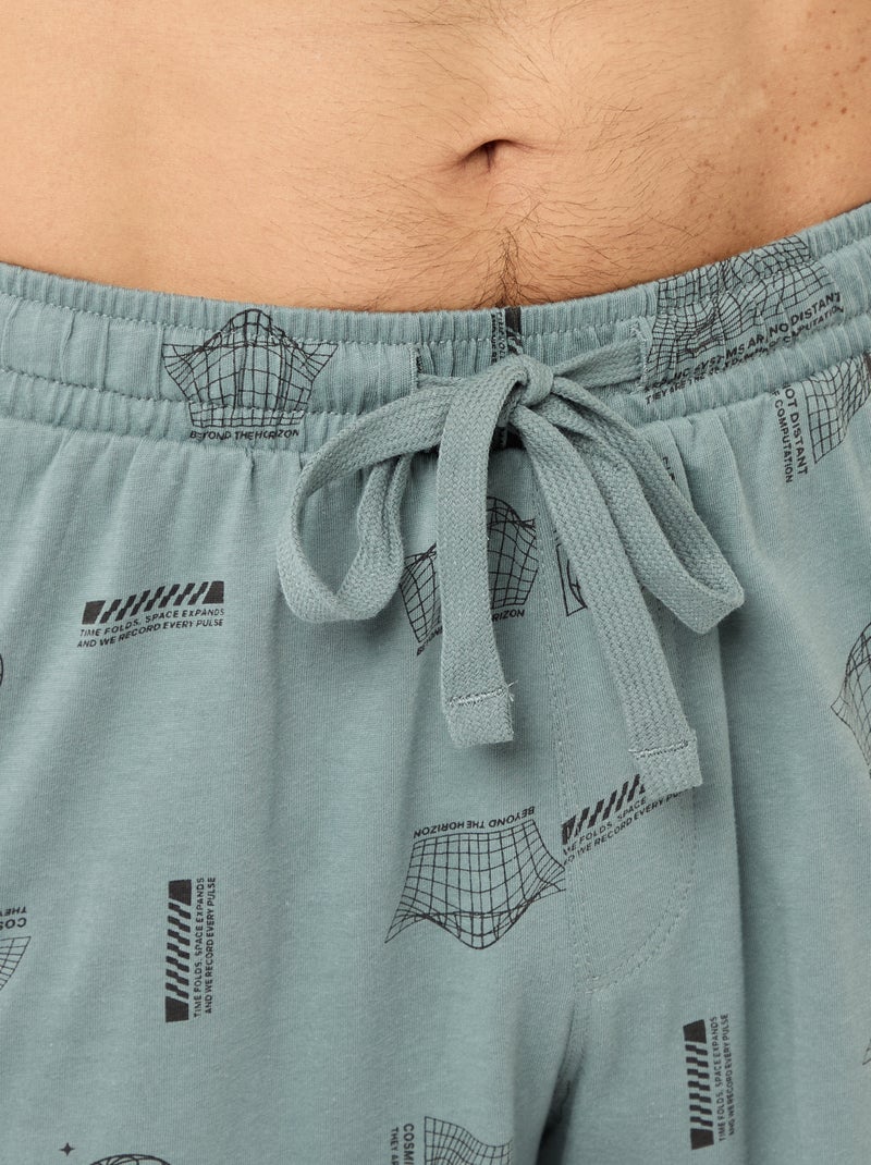 Conjunto de pijama curto t-shirt + calções - 2 peças Azul - Kiabi