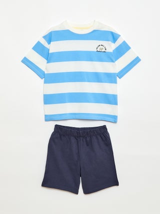 Conjunto de pijama curto t-shirt + calções - 2 peças