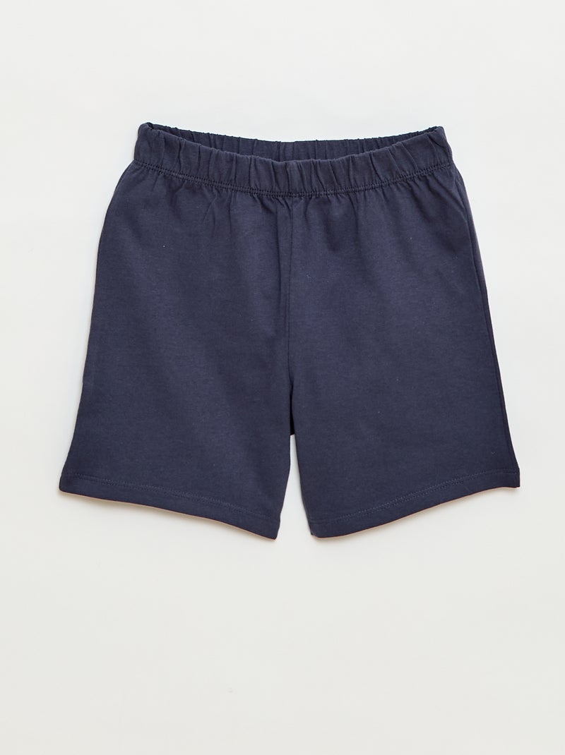 Conjunto de pijama curto t-shirt + calções - 2 peças Azul - Kiabi