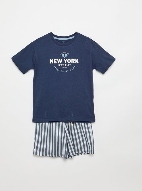 Conjunto de pijama curto t-shirt + calções - 2 peças - Kiabi