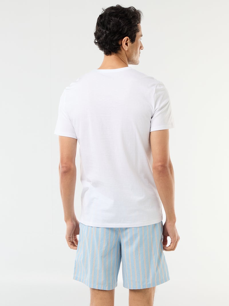 Conjunto de pijama curto t-shirt + calções - 2 peças Azul - Kiabi