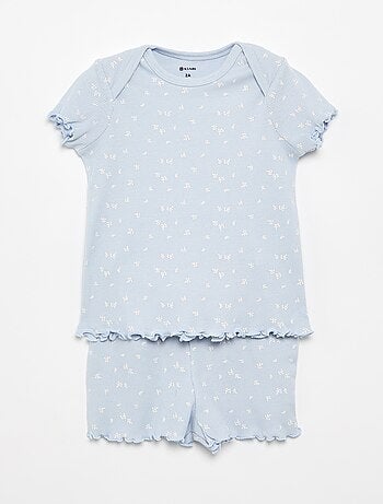 Conjunto de pijama curto t-shirt + calções - 2 peças