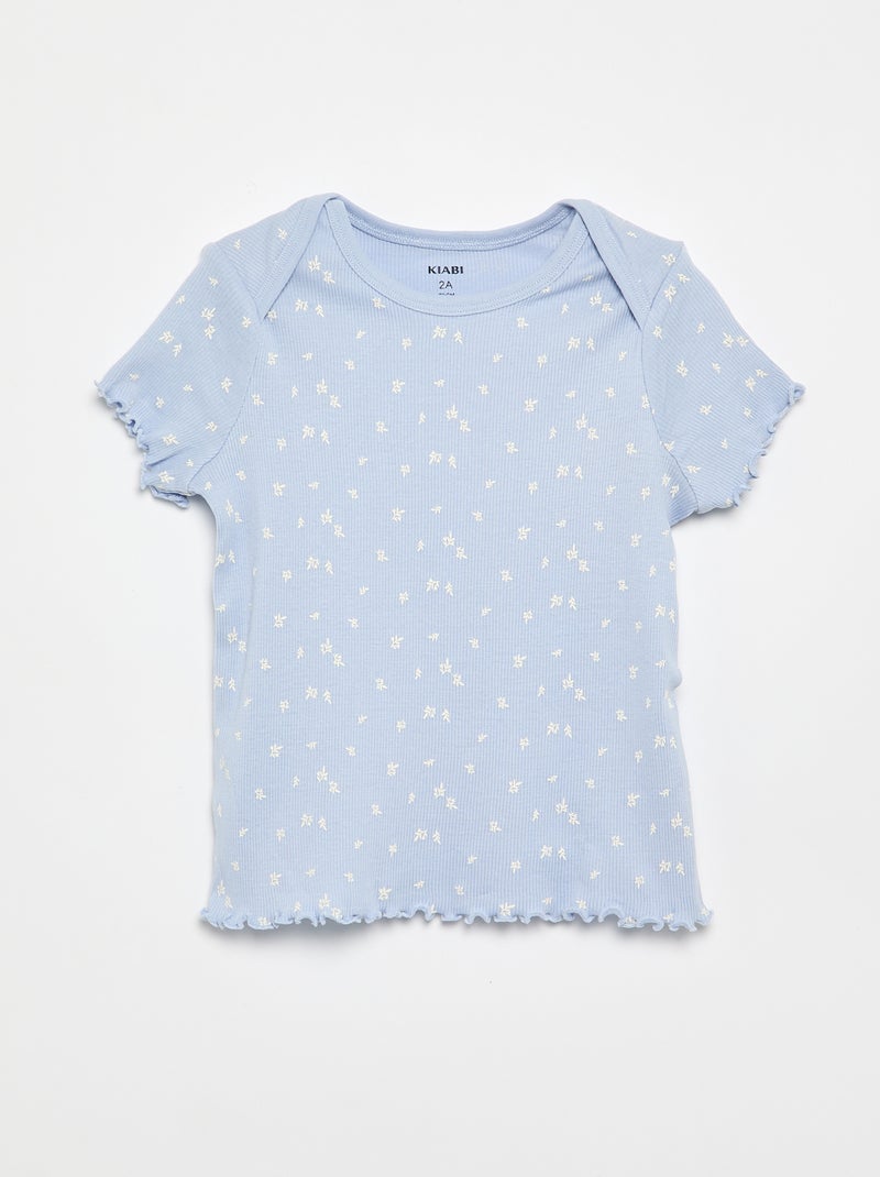 Conjunto de pijama curto t-shirt + calções - 2 peças Azul - Kiabi