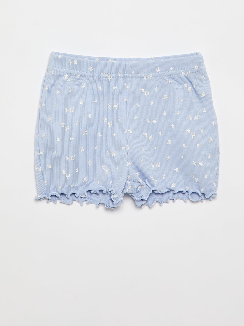 Conjunto de pijama curto t-shirt + calções - 2 peças Azul - Kiabi