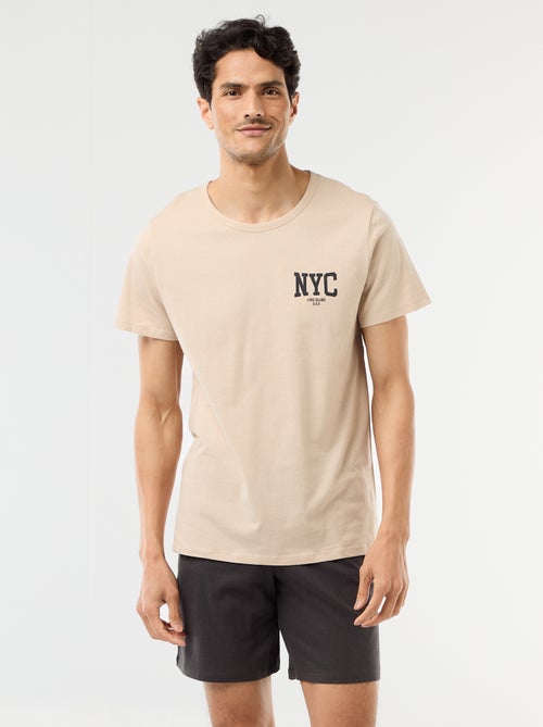 Conjunto de pijama curto t-shirt + calções - 2 peças - Kiabi