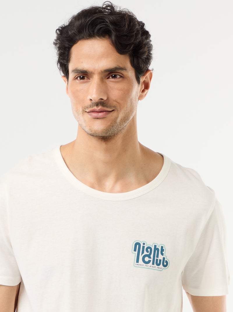 Conjunto de pijama curto t-shirt + calções - 2 peças Branco - Kiabi