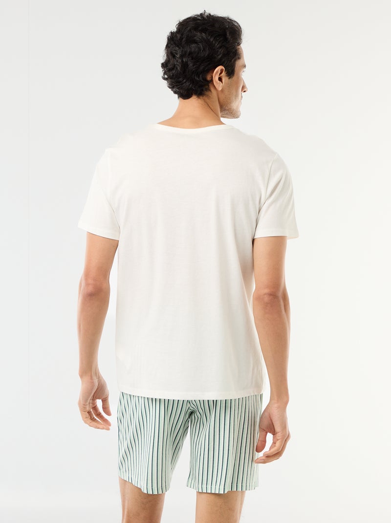 Conjunto de pijama curto t-shirt + calções - 2 peças Branco - Kiabi