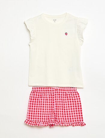 Conjunto de pijama curto t-shirt + calções - 2 peças