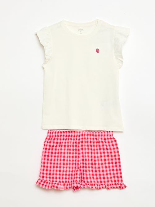 Conjunto de pijama curto t-shirt + calções - 2 peças - Kiabi