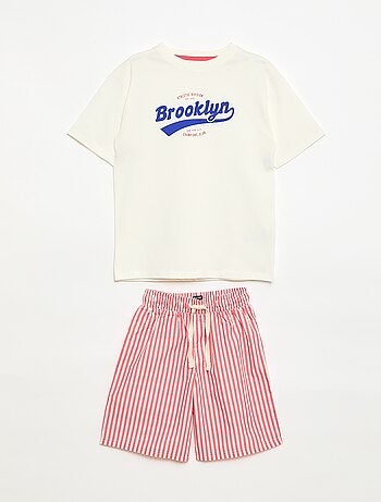 Conjunto de pijama curto t-shirt + calções - 2 peças