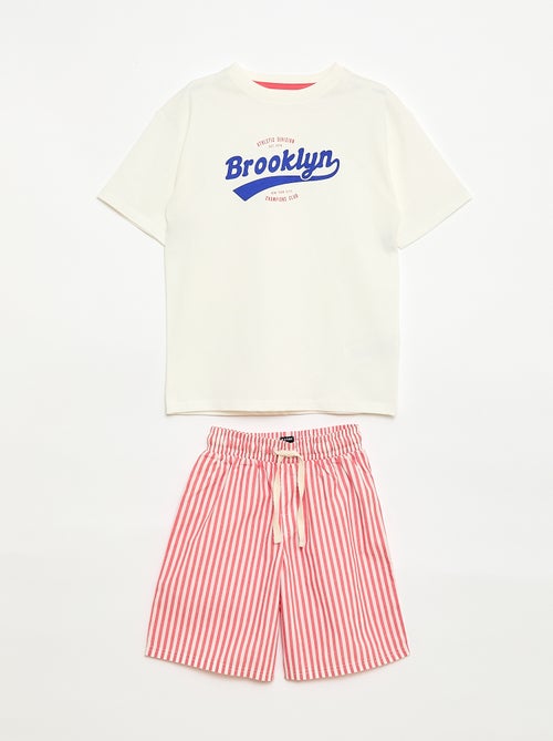 Conjunto de pijama curto t-shirt + calções - 2 peças - Kiabi
