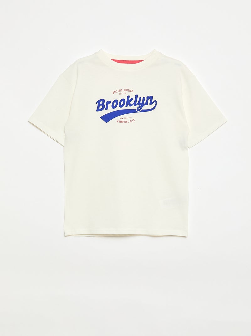 Conjunto de pijama curto t-shirt + calções - 2 peças Branco - Kiabi