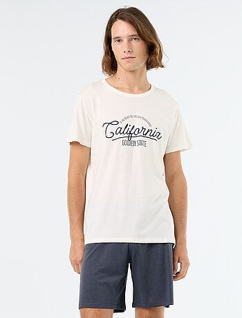 Conjunto de pijama curto t-shirt + calções - 2 peças