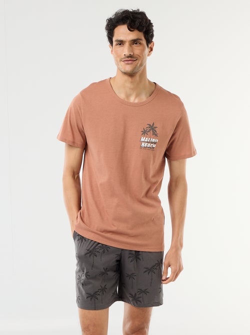 Conjunto de pijama curto t-shirt + calções - 2 peças - Kiabi