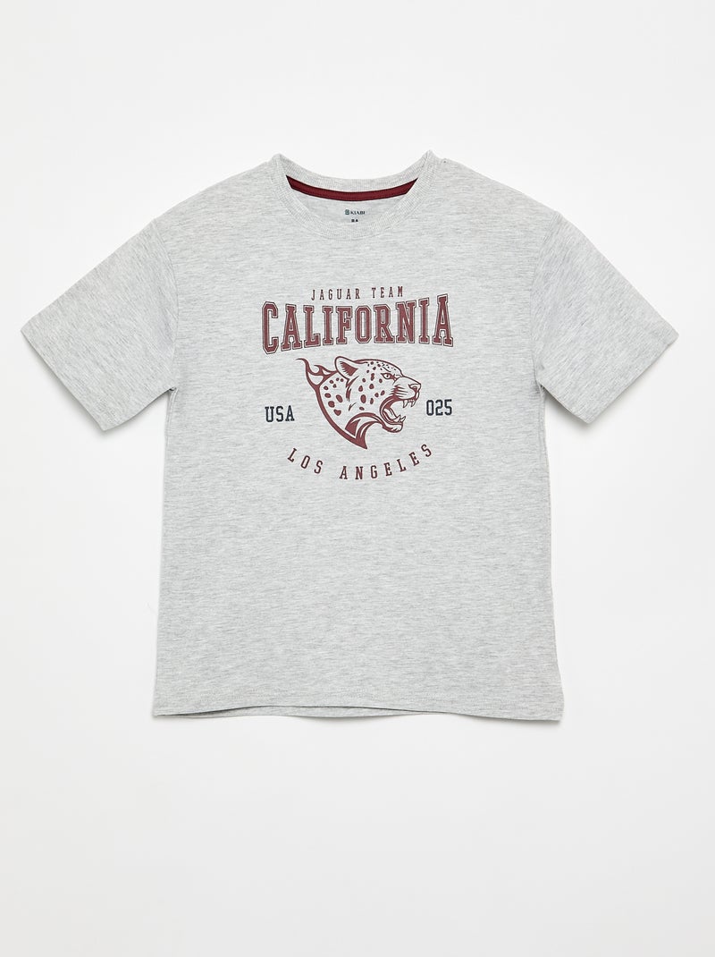 Conjunto de pijama curto t-shirt + calções - 2 peças Cinza - Kiabi