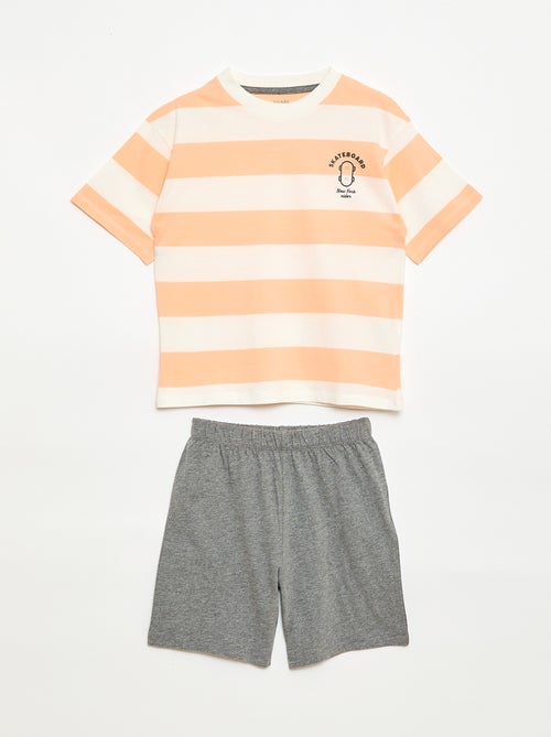 Conjunto de pijama curto t-shirt + calções - 2 peças - Kiabi