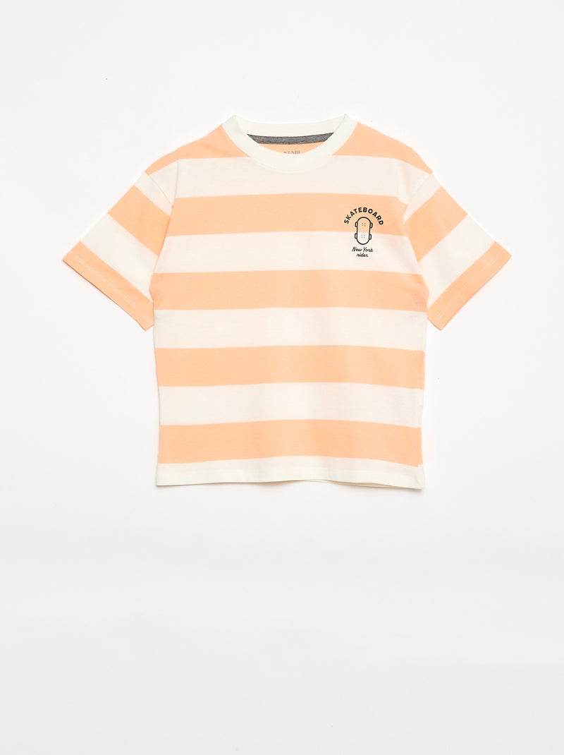 Conjunto de pijama curto t-shirt + calções - 2 peças Laranja - Kiabi