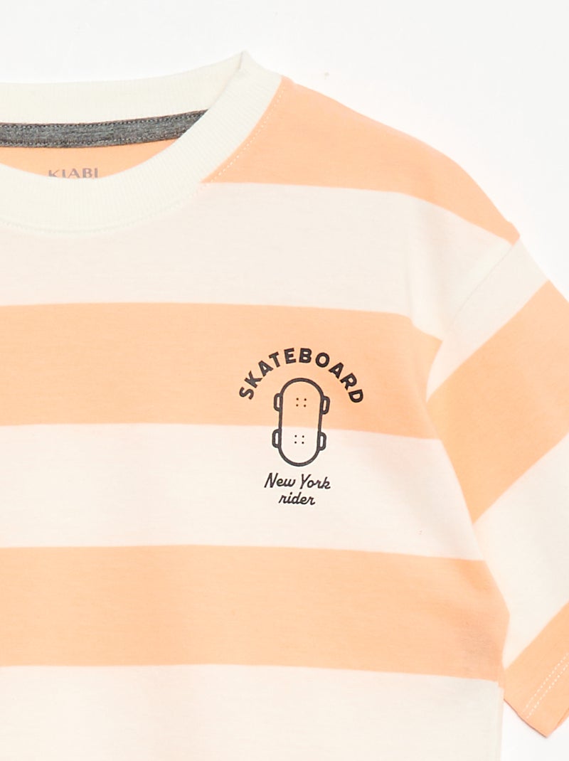 Conjunto de pijama curto t-shirt + calções - 2 peças Laranja - Kiabi