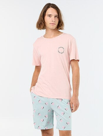 Conjunto de pijama curto t-shirt + calções - 2 peças
