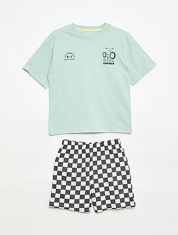 Conjunto de pijama curto t-shirt + calções - 2 peças