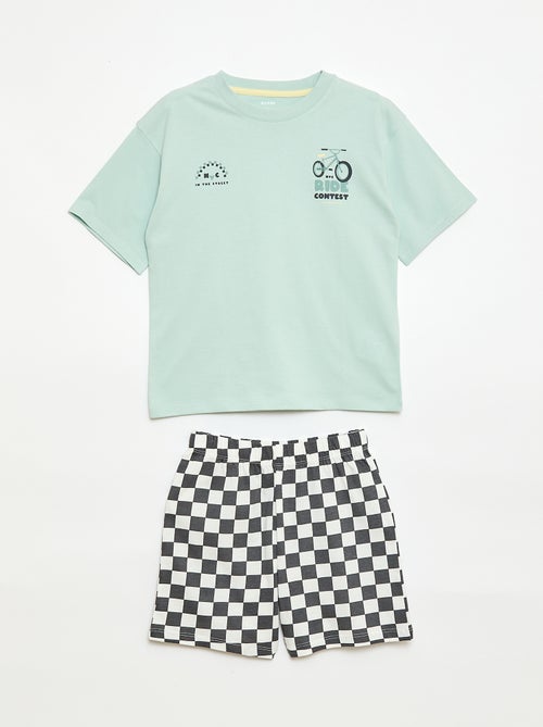 Conjunto de pijama curto t-shirt + calções - 2 peças - Kiabi