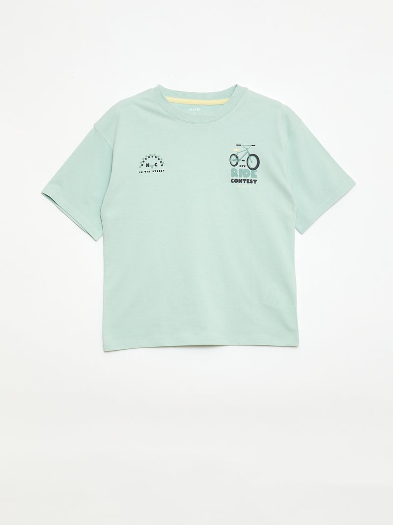 Conjunto de pijama curto t-shirt + calções - 2 peças Verde - Kiabi