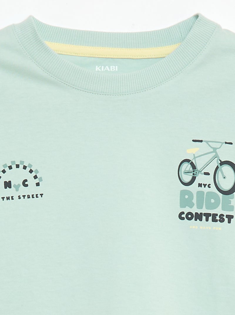 Conjunto de pijama curto t-shirt + calções - 2 peças Verde - Kiabi